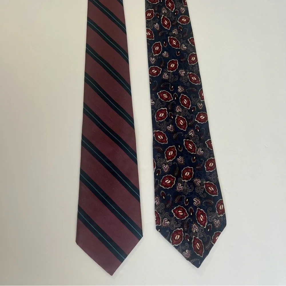 Christian Dior, All Silk, Made in USA,‎ Striped and Patterned Ties Set of 2